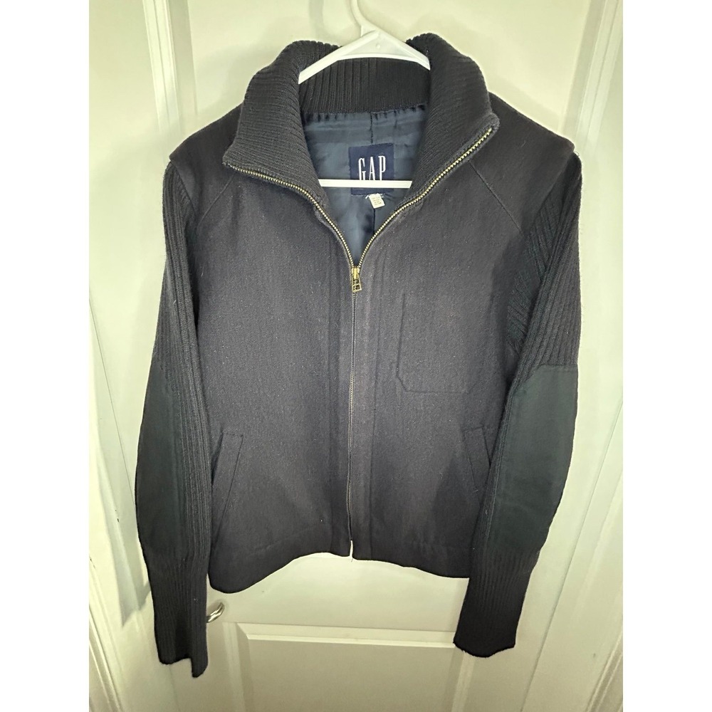 Vintage 90's Gap Navy Blue Wool Full Zip Work Jacket Sz Mens Extra Small